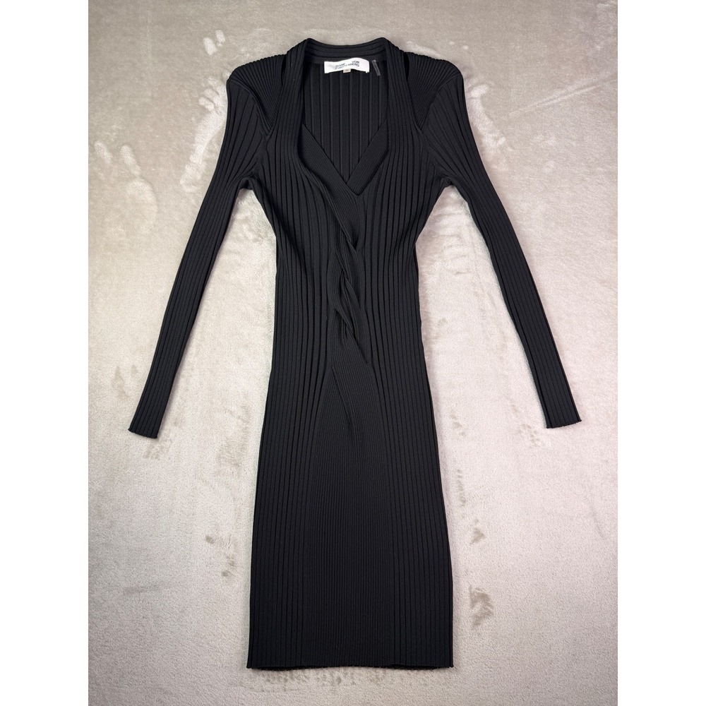 Diane von Furstenberg DVF Medium Veronique Ribbed-Knit Mini Dress Long Sleeve - Picture 4 of 12